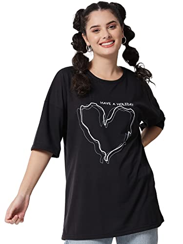 Image of KOTTY Women's Oversized T-Shirts | Cotton Blend||Stylish Prints & Solids||Long Length||Loose fit