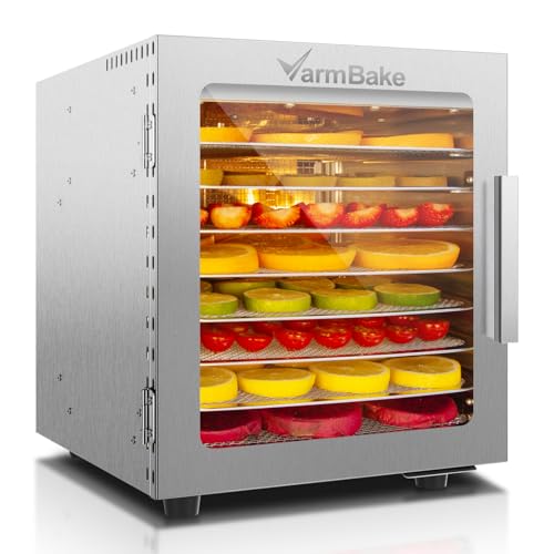 VarmBake Dörrautomat Edelstahl 8 Etagen, 30-90℃ Dörrautomat Klein, 0.5㎡ Dörrfläche, 500W...