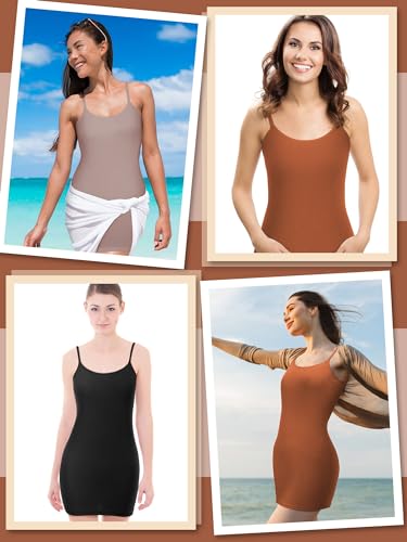 Image of WILLBOND 3 Pieces Women Basic Long Tanks Adjustable Spaghetti Strap Camisole Top
