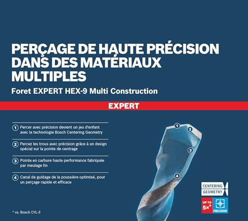 Bohrer multi construction 6x60x100 mm EXPERT HEX-9 pour perçage précis - 6