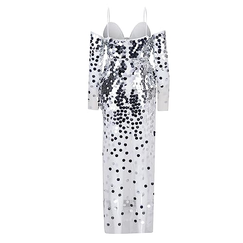 Robe de soirée longue d'exception en maille fine asymétrique modèle Jean323