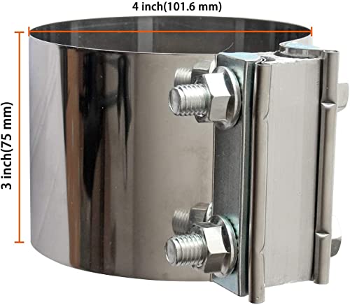 Image of Exhaust Band Clamps 4 Inch Butt Joint Exhaust Pipe Muffler Band Clamp 304 Stainless Steel(4 Pack 4 inch Butt Lap Joint Exhaust Clamp)