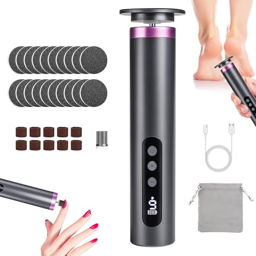 JaneYi Lima Eléctrica 2 en 1 para Pies y Uñas Recargable USB-C Removedor de Callos 9 Velocidades 630RPM Rotación Doble Pedicura Eléctrico Profesional para Hombre Mujer Viaje Casa