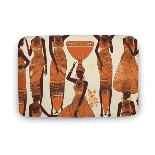 Felpudos Mujer Tribal Africana Felpudo Impermeable Felpudo Interior Antisuciedad Alfombras Baño para Jardín Cocina 40X60 CM