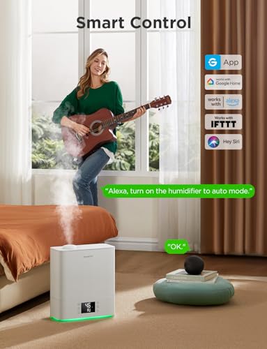 Image of GoveeLife Smart Humidifiers for Bedroom Large Room, Top-Fill Cool Mist 6L WiFi Air Humidifier, Auto Mode, App & Voice Control, 60H Runtime, Rapid Humidification, RGB Nightlight Baby Plants, White
