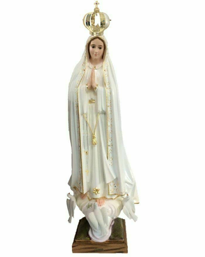 Generico ArteSacraCaravaggio Statua della Madonna di Fatima cm 115 (45,27 inches) in vetro resina con occhi in vetro decorata a mano di produzione artigianale