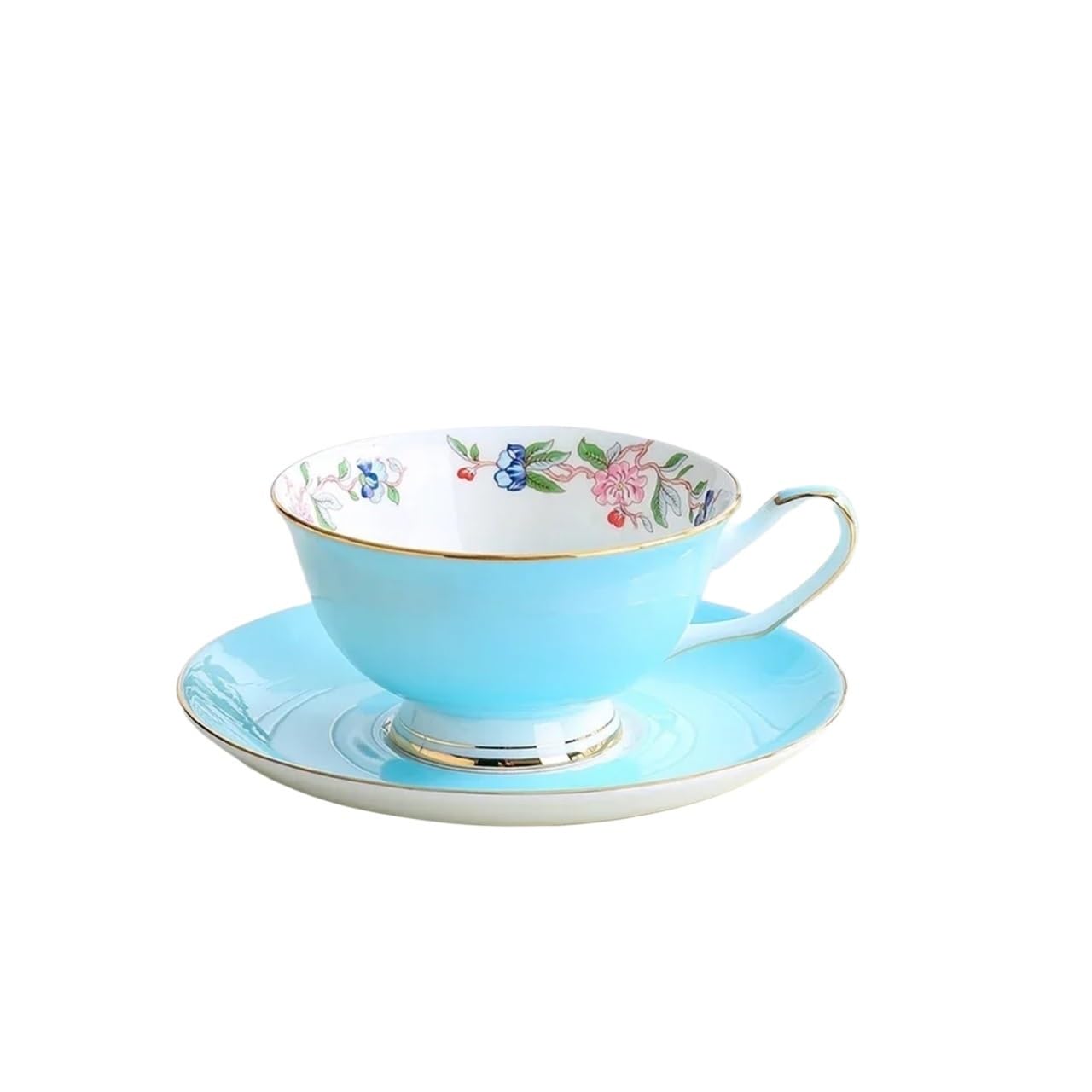 Tazas de Cafe,Coffee Mug Juego de tazas café pastorales 8 colores, taza té porcelana, juego tetera cerámica color sólido(Blue)
