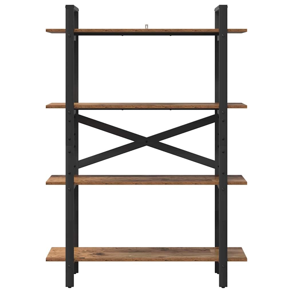 Regał na książki stare drewno, 100 x 33,5 x 140 cm, materiał drewnopochodny z wytrzymałą stalową ramą, 4 półki, regał stojący, uniwersalny system regałów do biura, salonu, sypialni