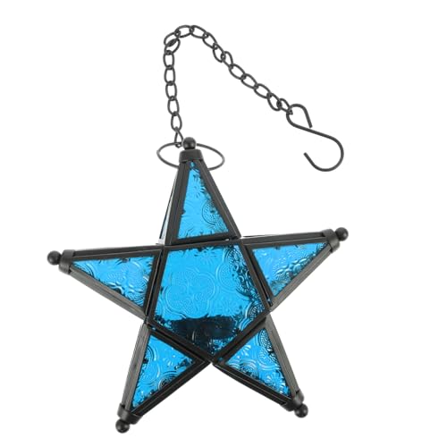 GOOHOCHY Candlestick Astetic Room Decor Vintage Home Decor Restaurant Candle Holder Pendant Indoor Wall Adornment Colorful Candles Candleholder Hanging Decor Star Shape Star Light Glass