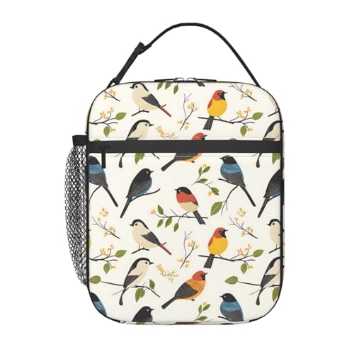 SIUKUS Insulated Lunch Box for Kids Boys Girls, Reusable Lunch Bag for School, Office, Picnic, Work, Travel, Birds Theme Lunch Box