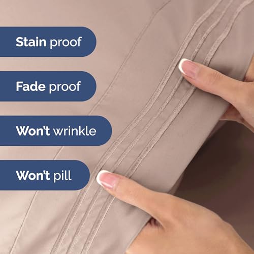Image of Twin Size 3 Piece Sheet Set - Ultra Soft & Cooling Bed Sheets - Dusty Pink | Fits 8 Inch to 16 inch Mattress, Wrinkle Free & Fade Resistant with Deep Pockets, Breathable, Comfy Hotel Luxury Bedding