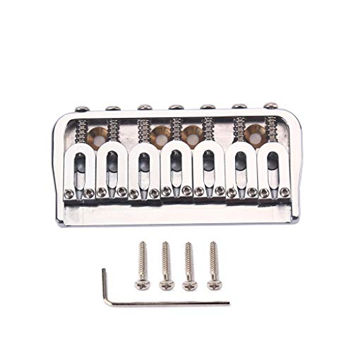 Swhmc 7 String Electric Guitar Brass Bridge Saddle Strain Plate Bridge, Chrome for Music Instrument Replacement Guitar Ukulele - Thumbnail 3