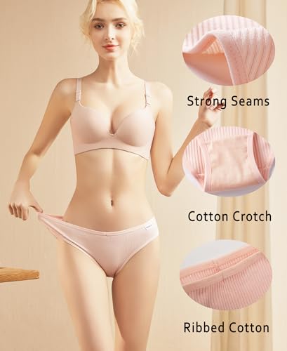 Cotton Underwear for Women Cute Low Rise Ribbed Bikini Breathable Sexy Hipster Womens Cheeky 6 Pack2