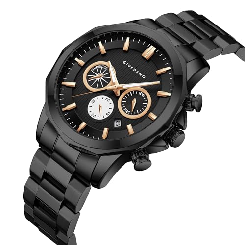 Image of Giordano Multi-Function Analog Watch for Men with Textured Dial, Classic Stainless Steel Strap and Date Function