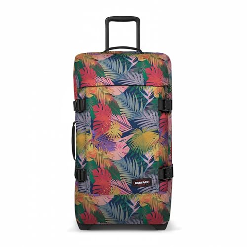 Image of EASTPAK Tranverz M - 78L Medium Soft Sided Checked Luggage, Dual Compartments, TSA Lock, Compression Straps & Smooth Inline Wheels, Brize Retro Navy