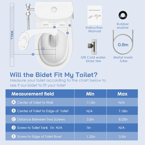 Miniatura 7 de Sendeluz Bidet Para Wc, Bidé Accesorio Para Inodoro Boquillas Dobles Retráctiles Autolimpiables Ultrafino Adaptador Bidet Para Bidet No Eléctrico Para Inodoro Presión De Agua Ajustable