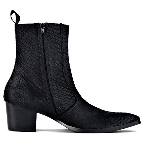 Dress Boot for Men Ankle Chelsea Heel Stylish Combat Casual Walking Motorcycle Side Zipper CD-JY021-A-R3