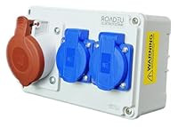 RoadEu - CEE Steckdose 16A und 2x Schuko Verteiler - Steckdosenverteiler - Stromverteiler 16A, IP44 Für den Innen- und Außeneinsatz Baustromverteiler 16A.