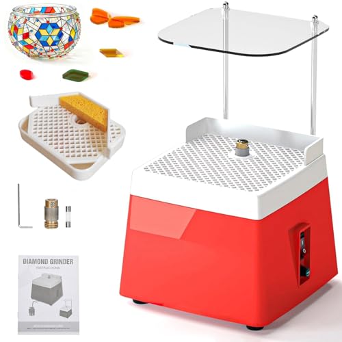 Stained Glass Grinder 4200r/min Mini Portable Stained Grinder Kit Glass Art Grinding Tool with 5/8 Replaceable Diamond Grinder Bit for Glass Processing Arts Etc (110V 65W)