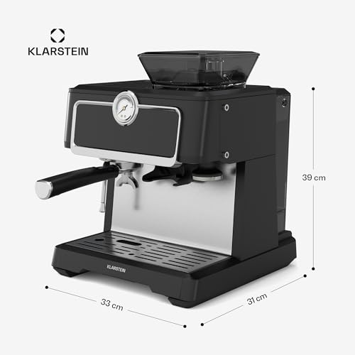 Klarstein GrandPresso Touch Siebträgermaschine Mit Mahlwerk – 20-Bar, 1350 W, Integriertes Präzisionsmahlwerk, Touchscreen, 2,3 L Wassertank, Dampfdüse, Edelstahl, Schwarz – Bild 8