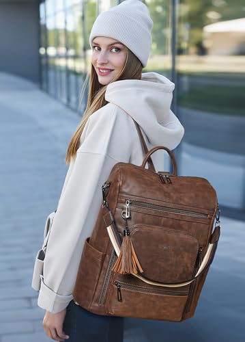 Image of Shrrie Vegan Leather Laptop Backpack for Women 15.6 inch Work Backpack Fashion Travel Backpack Purse for Business College
