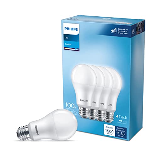 Recopilación de Foco osram de esta semana. 43 Philips foco LED Basic esmerilada A19 no regulable, tecnología EyeComfort, 1500 lúmenes, luz diurna (5000 K), 13,5 W = 100 W, base E26, interior, paquete de 4
