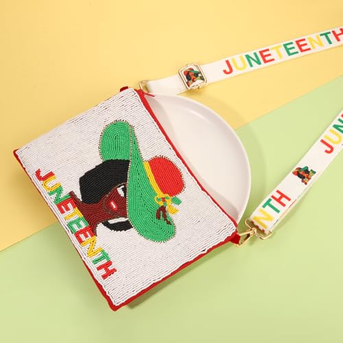 Image of Juneteenth Purse for Women Beaded Afro Freedom Crossbody Purse Shoulder Bag Black History Month African Outfit Gift