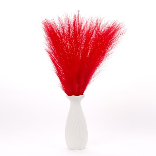 Uxney Erba della pampa,Erba della pampa artificiale 55cm - Decorazione con fiori secchi per domestico(Rosso,20 pezzi)