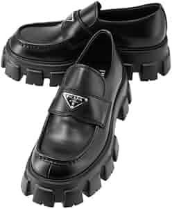 PRADA ブラック ローファー 厚底 モノリス 並行輸入品 PRADA ブラック PRADA ブラック ローファー 厚底 モノリス 並行輸入品 PRADA ブラック