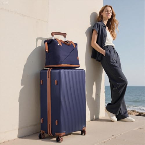 Image of Luggage Sets 5 Piece Suitcases with Wheels,ABS Hard Case Suitcases with Spinner Wheels,Durable Travel Luggage(Purple, 5 Piece Set(20 inch /24 inch /28 inch))