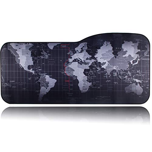BRILA Extended Mouse pad - Curve Design Gaming Mouse pad - Stitched Edges & Skid Proof Rubber Base - 29.5" x 12.1" x 0.12" X-Large Mouse Keyboard Desk Mat for Computer (World Map)