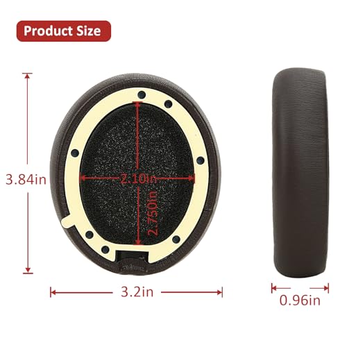 Almohadillas para oreja compatibles con Beats Studio Pro, reemplazo con espuma viscoelástica mejorada y cuero protein cómodo (Marrón profundo) miniatura 3