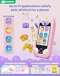 KOKODI Kids Smart Phone Toys, Christmas Birthday Gifts Dinosaur Play Phone for Girls 3-10, Touchscreen HD Dual Camera Cell Phone for Kids, Travel Toy Preschool Learning Toy