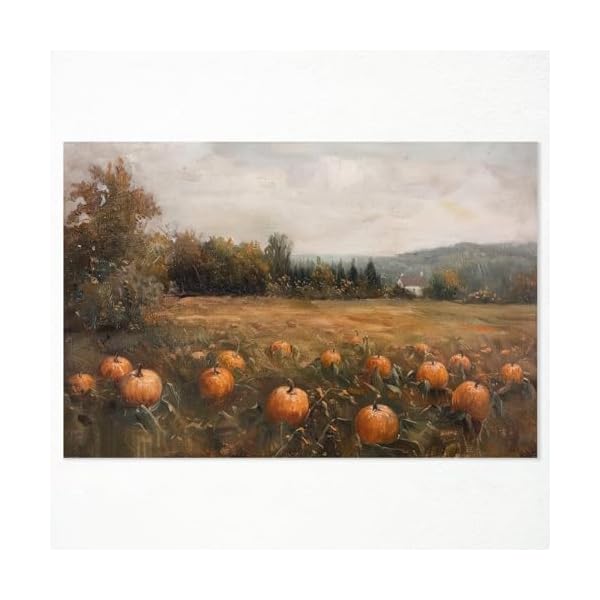   BTNXWL-Vintage-Pumpkin-Field-Wall-Art-Cottage-Fall-Landscape-Wall-Art-Canvas-Rustic-Moody-Pumpkins-Painting-Poster-Autumn-Harvest-Season-Wall-Decor-Thanksgiving-Art-Print-12x16in-Unframed