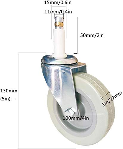 roulettes en Acier Inoxydable de 10 cm (4 Pouces) - roulettes universelles pour Chariots et Plan de Travail de Restaurant - Ensemble de 4 (Blanches)