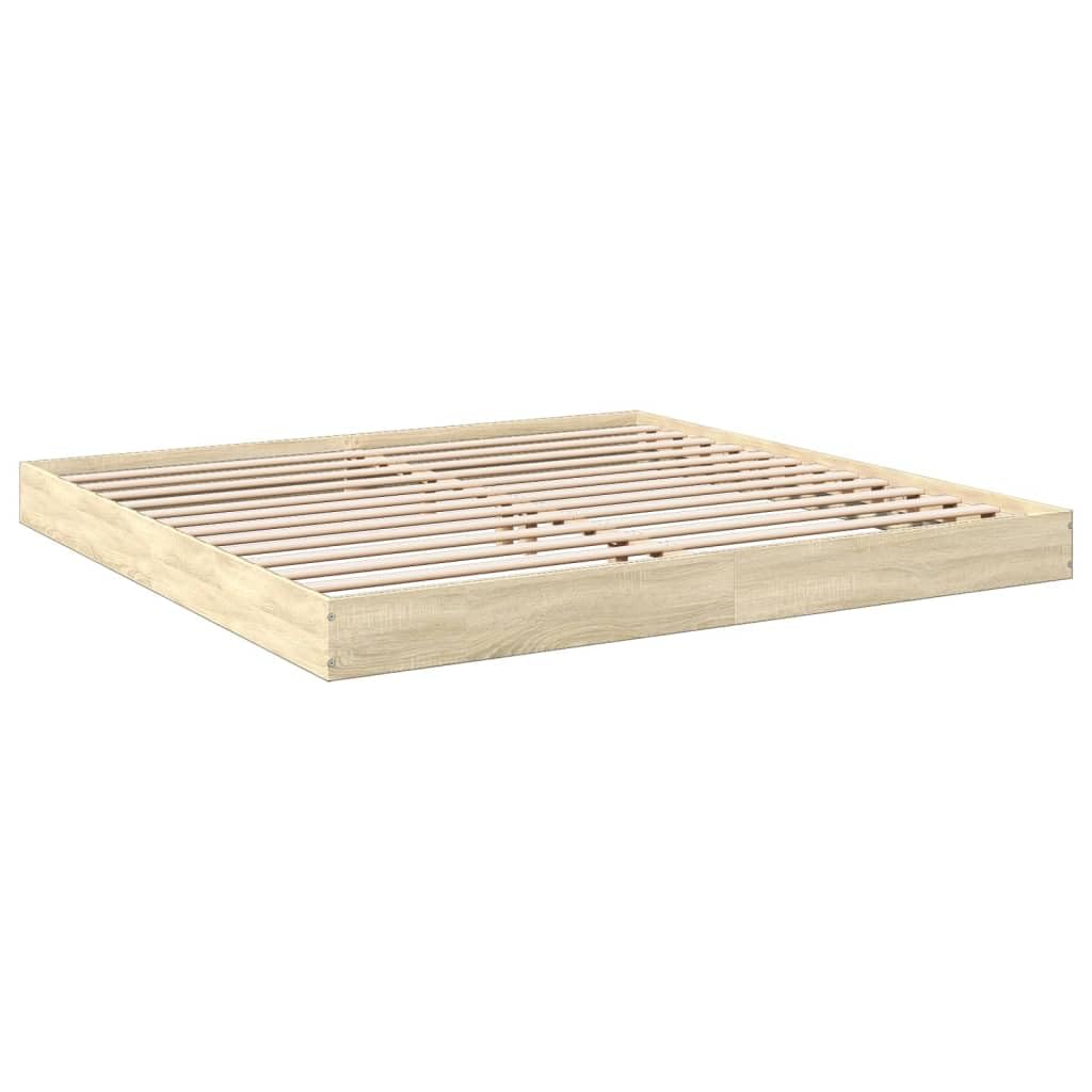 Brokky Cama 180x200 cm Estructura de Cama Madera Somier 180x200 cm con Base de Láminas Cama Doble, Cama Adulta-Roble Sonoma-180 x 200 cm/17 cm