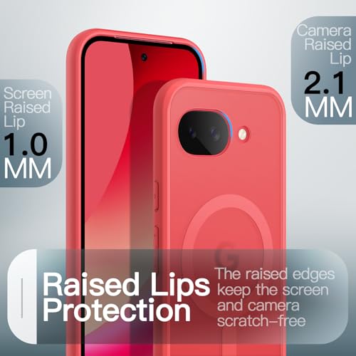 Image of JETech Magnetic Cover Case for Google Pixel 10a, Compatible with MagSafe, Translucent Matte Back Shockproof Phone Cover (Berry)