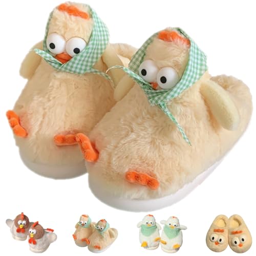 Jfxgjuv Chicken Slippers Chicken Feet Slippers Cute Soft Memory Foam Slip On Fuzzy Warm Cozy Plush Non-Slip Indoor Outdoor House Home Shoes for Women Men Teens (Yellow 9.5-10 Women/7.5-8 Men)