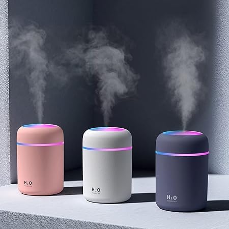 JAMBUVANTI Humidifier for Room Moisture 300ML 26dB Air Humidifier, Decorative Air Humidifier for Home, humidifier for Room with Colorful Ambient Lighting, Personal Desktop Humidifier(Multicolor)