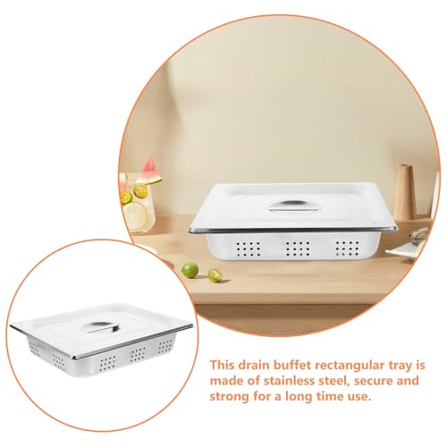 CHICAMPERA ステンレス製多機能バッフェ用水切りトレイ カバー付き 角型保温台兼用 食品保護と衛生管理に パーティーや自助餐向け食器水切り