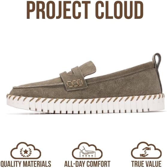 Project Cloud 100% Genuine Leather Loafers for Women - Memory Foam Womens Shoes - Non Slip Spring Loafers Flexible Sole - Fashion Shoes for Women 2026 (Filide, Oliv, 8) Olive - Image 3