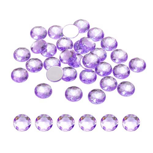 Image of MECCANIXITY Flat Back Round Acrylic Rhinestones,12mm Light Purple Flatback Crystal Rhinestones for Crafts Clothes Shoes DIY Decoration Gifts 50Pcs