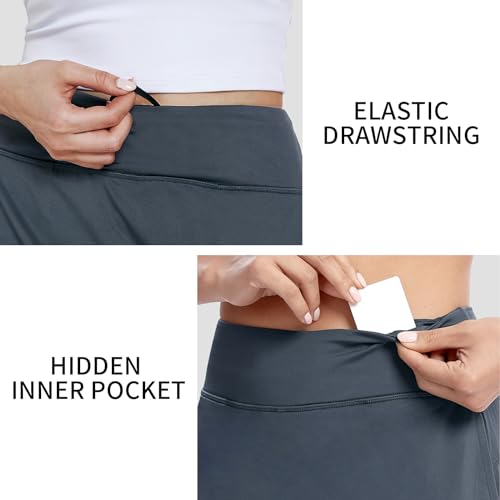 Image of M MOTEEPI Modest Knee Length Skorts Skirts for Women Tennis Athletic Golf Skort with Pockets UV Protection High Waist