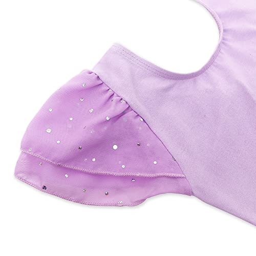 Image of EQSJIU Ballet Leotards for Girls with Removable Skirt Combo Tie Ruffle Sleeve Outfit