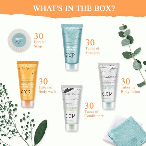 OPPEAL.HOSMALL OPPEAL EXP Series| 150 PK 1 oz Hotel Size Amenities Bulk | 30 Sets Each Contains Shampoo, Conditioner, Body Wash, Lotion and Soap Bar | Ideal for AirBnB/VRBO/Vacation Rental