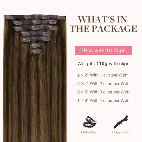 Image of GOO GOO Seamless Clip in Hair Extensions Real Human Hair Remy Extensions