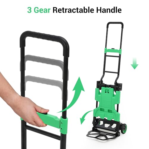 Carretilla plegable 2 en 1 con ruedas y mango retráctil miniatura 4