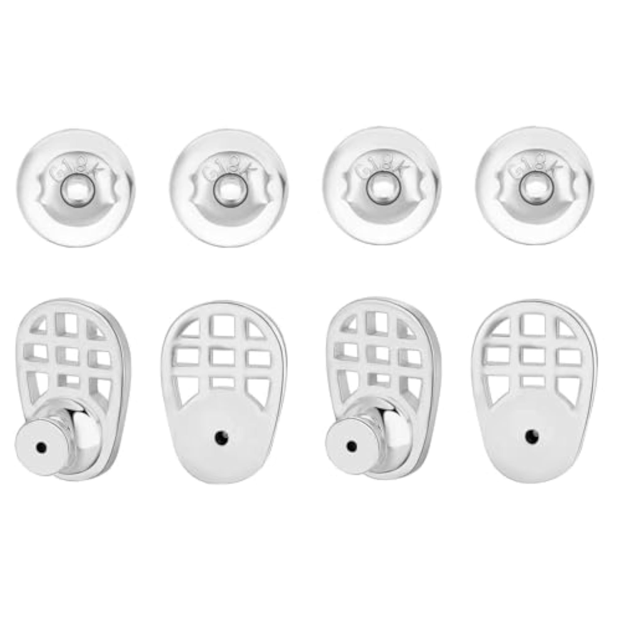 4pc Racket Shape Earring Lifters Set, Elegant Silver