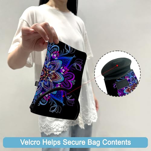 Image of Neoprene Cell Phone Sleeve Pouch Case Bag with Crossbody Strap Neck Lanyard for Women 7.5 X 4.3 in Blue Flower