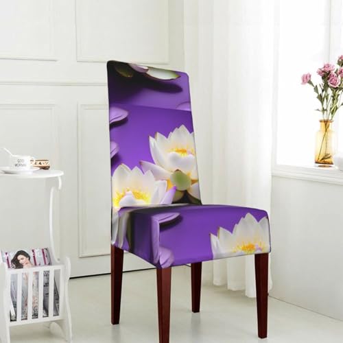 Housse de chaise de salle à manger lotus violet extensible